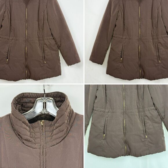 JONES NEW YORK Sport Women’s Coat Size L Brown Jacket Drawstring Waist - Picture 12 of 16